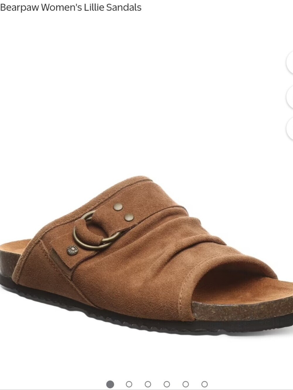 BearPaw Lillie Suede Slide Sandals in Cognac Brown